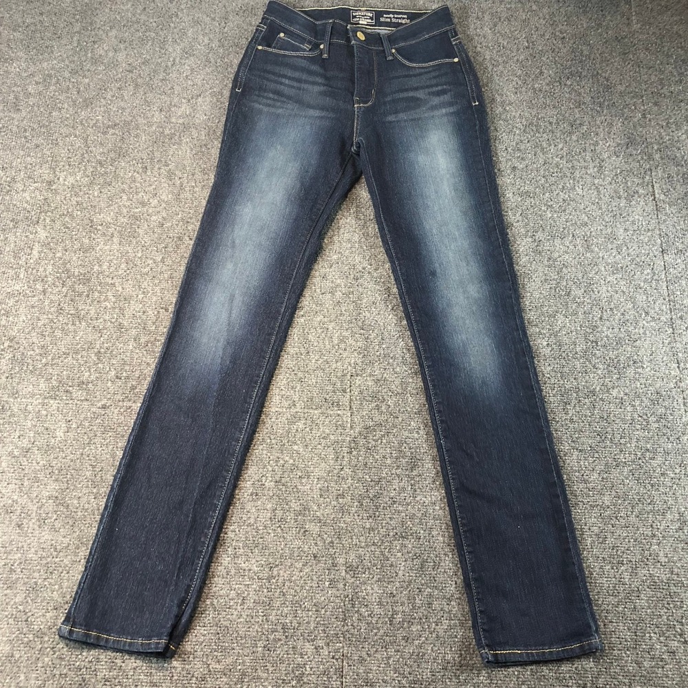 Signature by Levi Strauss & Co Gold Women Slim‎ Straight Jeans Size 26 Dark Wash